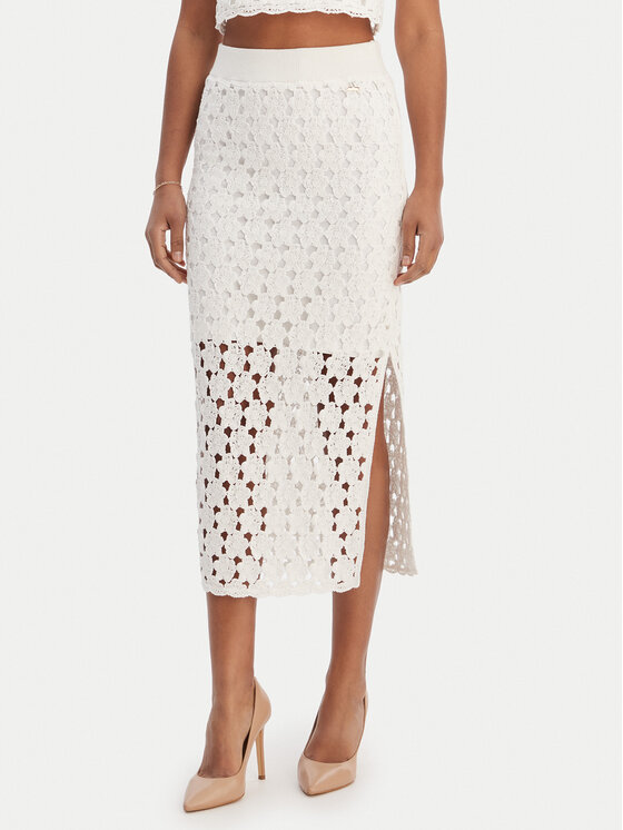 Fracomina Fracomina Миди пола FR26SG4008K488R6 Екрю Slim Fit