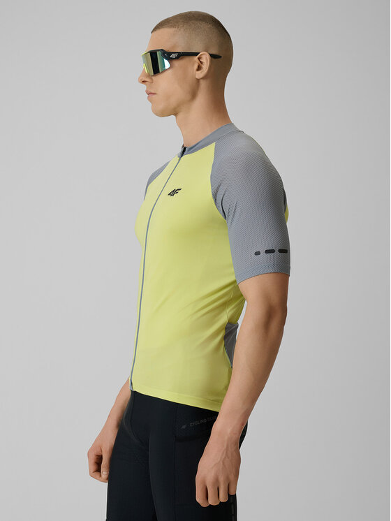 4F 4F Koszulka rowerowa GET LOST FEEL FOUND Żółty jasny Slim Fit