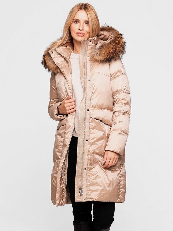 Perso Perso Kurtka damska BLH252525FXR Beżowy Regular Fit