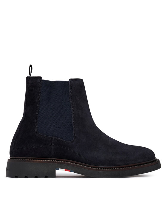 Tommy Hilfiger Gležnjarji Chelsea Corporate Casual Suede Chelsea FM0FM05952 Mornarsko modra