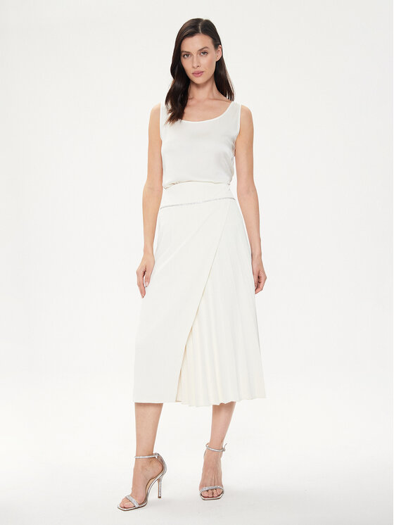 Rinascimento Rinascimento Fustă midi CFC0118252003 Alb Regular Fit