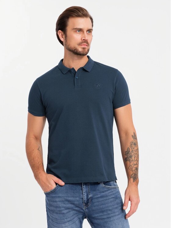 Ombre Ombre Komplet koszulek polo OM-POBS-0133 Czerwony Regular Fit