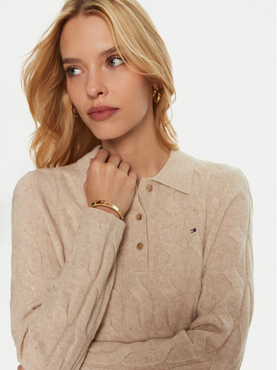 Tommy Hilfiger Tommy Hilfiger Kootud kleit WW0WW43085 Beež Regular Fit