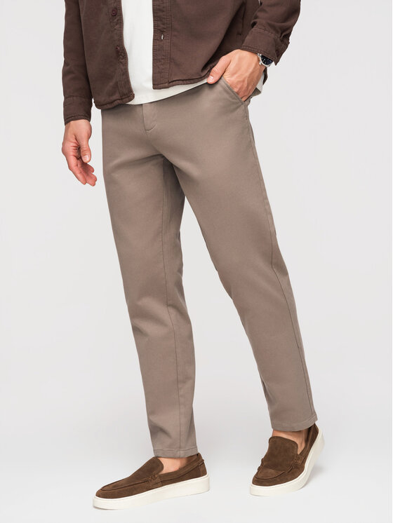 Ombre Ombre Chinosy OM-PACP-0294 Szary Slim Fit
