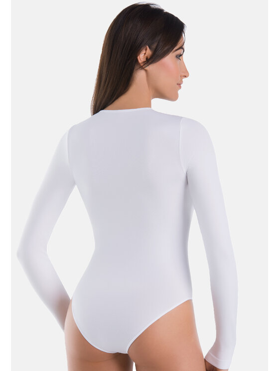 Teyli Teyli Body damskie z wiskozy Longy Biały Regular Fit