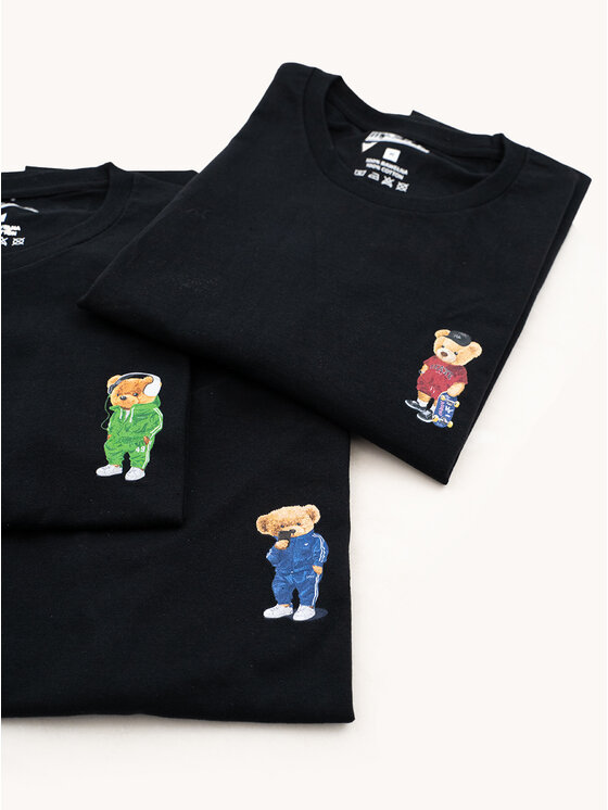 MyStars MyStars Komplet t-shirtów Zestaw 3 MISIE T-Shirtów Męskich Czarny My Stars Bear XL Czarny Regular Fit