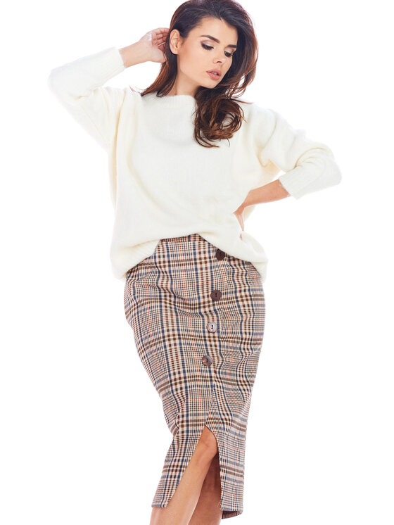 Awama Awama Spódnica A363 Brązowy Basic Fit