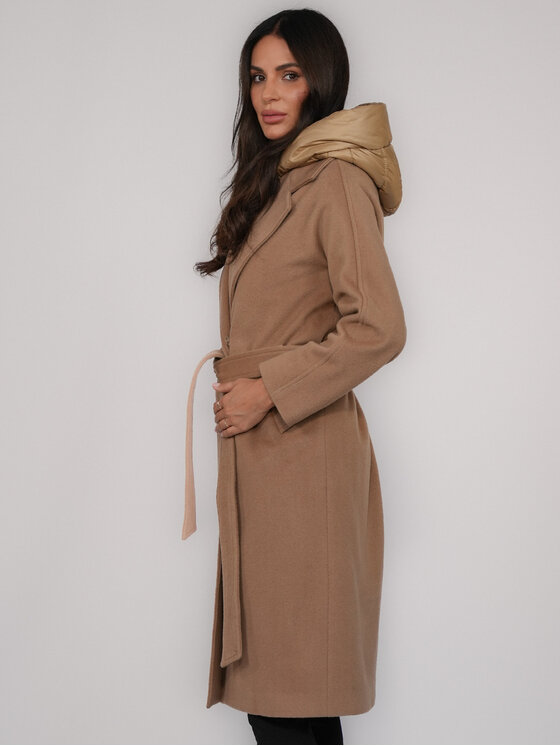 FAN LEATHER FAN LEATHER Płaszcz przejściowy Wełniany z Podpinką Beżowy Loose Fit