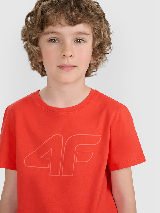 4F 4F T-Shirt BASIC+ Czerwony Regular Fit