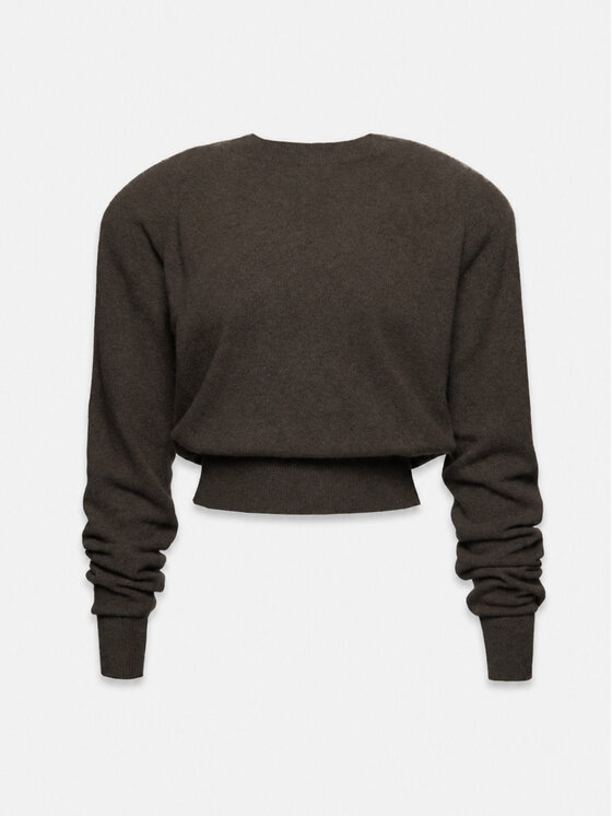 La Mania La Mania Sweter ELLA Beżowy ciemny Basic Fit