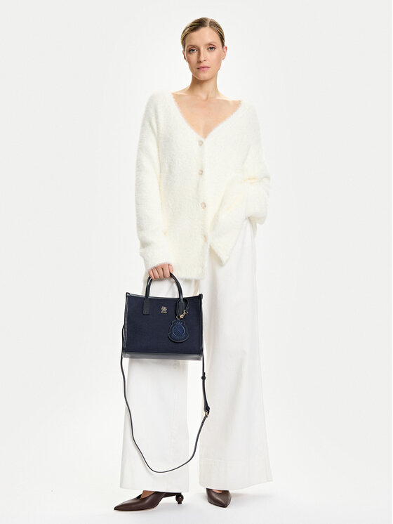 Tommy Hilfiger Tommy Hilfiger Torbica Th City Small Tote Melton AW0AW17852 Tamnoplava