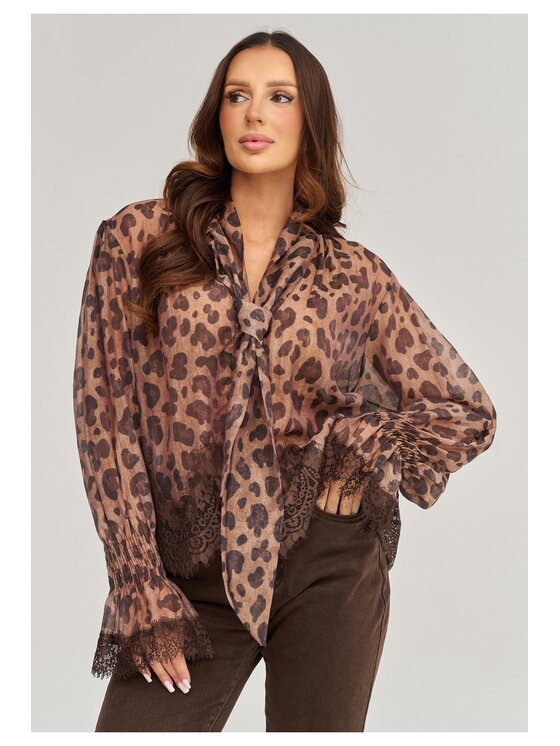 Makadamia Makadamia Koszula C100 Brązowy Loose Fit