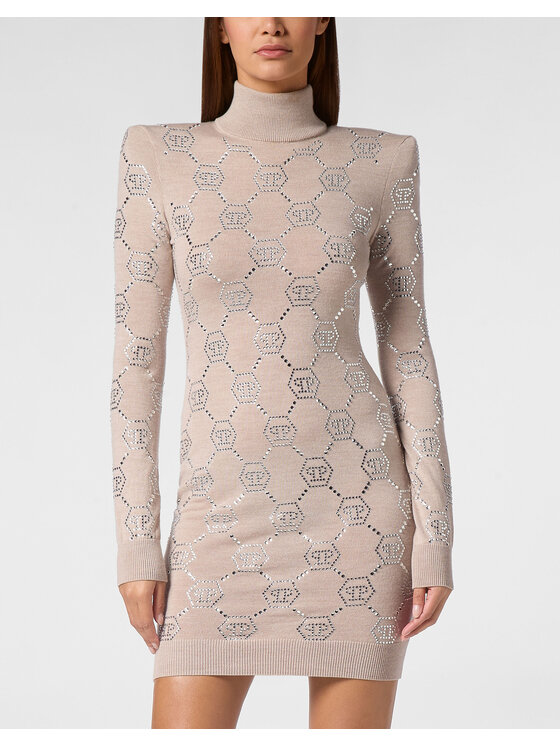 PHILIPP PLEIN PHILIPP PLEIN Večerní šaty 11551 Béžová Fitted Fit