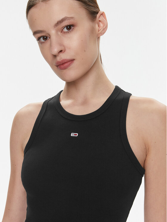 Tommy Jeans Tommy Jeans Rochie de vară Essential DW0DW17406 Negru Slim Fit