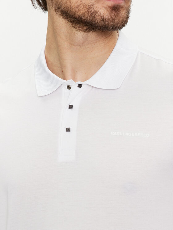 KARL LAGERFELD KARL LAGERFELD Тениска с яка и копчета 745000 542200 Бял Regular Fit