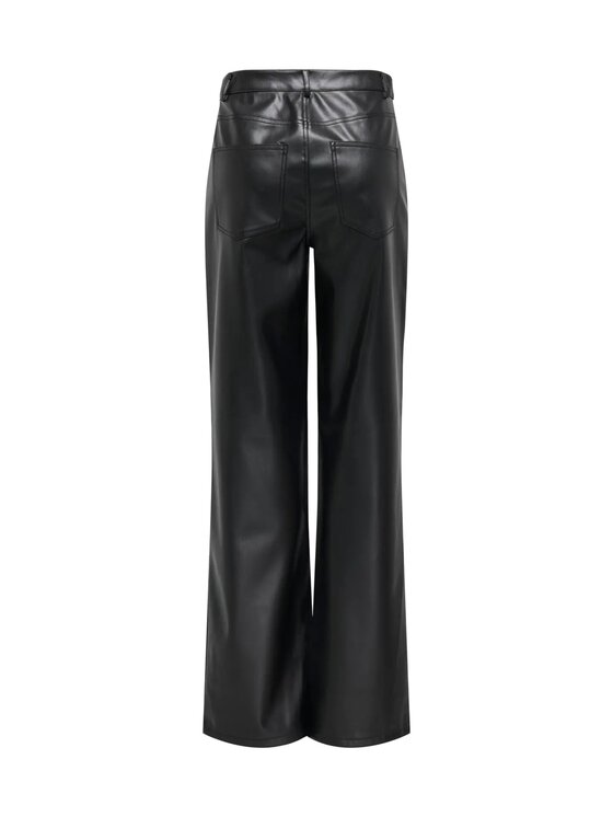 ONLY ONLY Παντελόνι δερμάτινο Onljuicy lana wide faux le pant Μαύρο Regular Fit