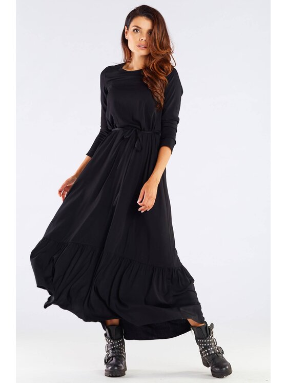 Awama Awama Letné šaty A455 Čierna Basic Fit