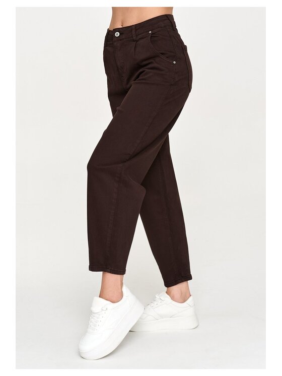 Makadamia Makadamia Jeansy C31 Brązowy Baggy Fit