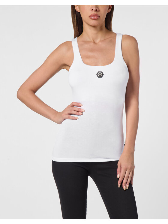 PHILIPP PLEIN PHILIPP PLEIN Tank top 20299 Biały Skin Tight Fit