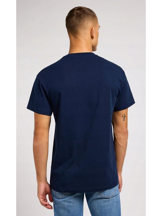 Lee Lee T-Shirt Varsity Tee Niebieski Relaxed Fit