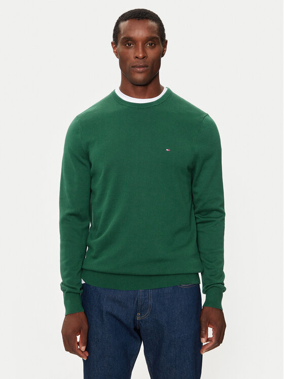 Tommy Hilfiger Pulover MW0MW14748 Verde Regular Fit
