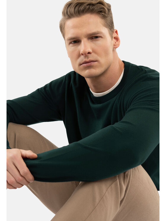 Volcano Volcano Sweter S-MARC Zielony Regular Fit