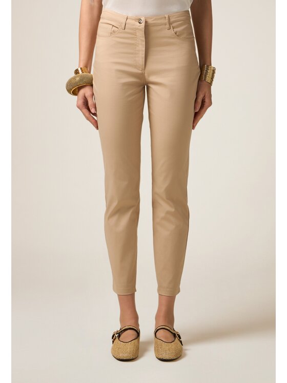 Oltre Oltre Pantaloni di tessuto P710R008476N002 Écru Slim Fit