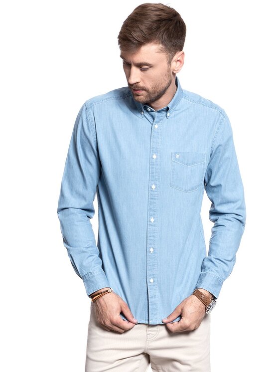 Wrangler Wrangler Camicia BUTTON DOWN Blu Slim Fit