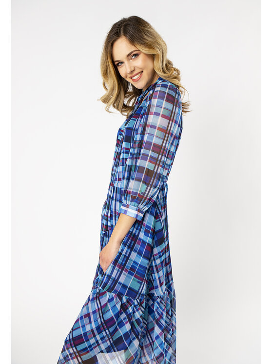 QUIOSQUE QUIOSQUE Každodenné šaty CHECKWOW DRESS Modrá Regular Fit