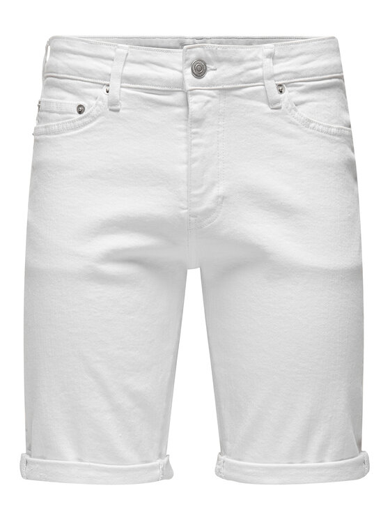 Only & Sons Only & Sons Džínsové šortky Ply 22029297 Biela Regular Fit