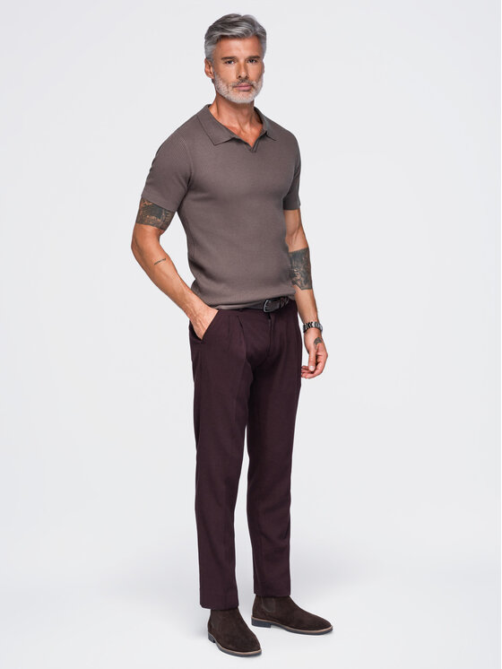 Ombre Ombre Polo OM-POSS-0182 Szary Slim Fit