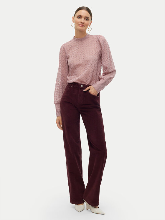 Vero Moda Vero Moda Bavlnené nohavice Tessa 10315350 Fialová Wide Leg
