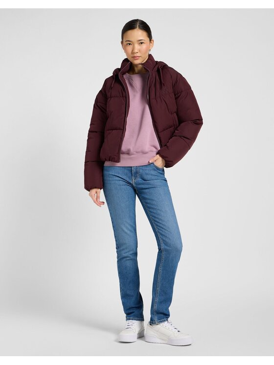 Lee Lee Kurtka przejściowa HOODED PUFFER JACKET Brązowy Relaxed Fit