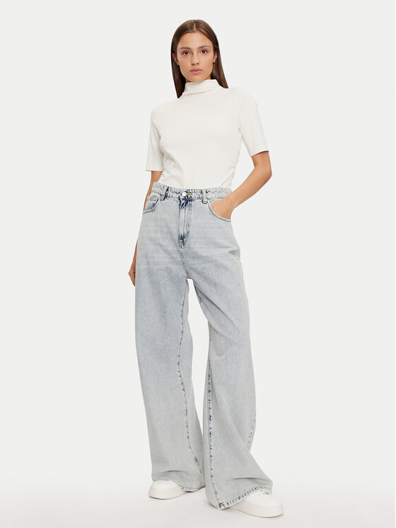 United Colors Of Benetton United Colors Of Benetton Krekls ar augstu apkakli 3VAZD2012 Écru Regular Fit