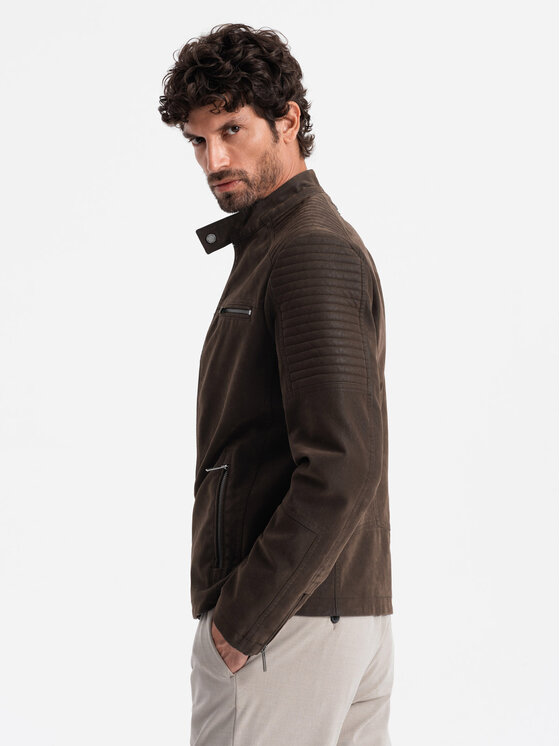 Ombre Ombre Kurtka bomber OM-JAFL-0197 Brązowy Regular Fit