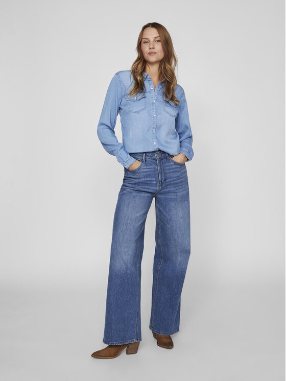 Vila Vila camicia di jeans Bista 14033008 Blu Regular Fit