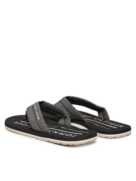 Tommy Hilfiger Tommy Hilfiger Zehentrenner Hilfiger Chambray Beach Sandal FM0FM05751 Grau