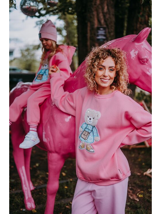 Bejbi Story Bejbi Story Bluza Bluza oversize Emily Teddy z kapturem Różowy Oversize