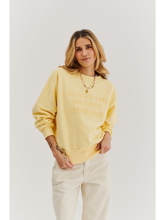 NAOKO NAOKO Bluza Love Language Kremowy Reglan Fit