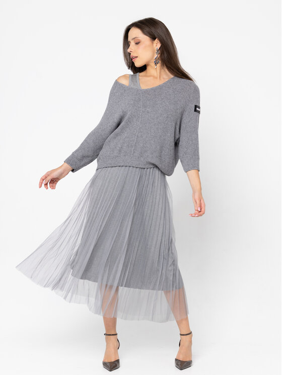 Miss LK Miss LK Sukienka codzienna MISSLKSS Szary Loose Fit