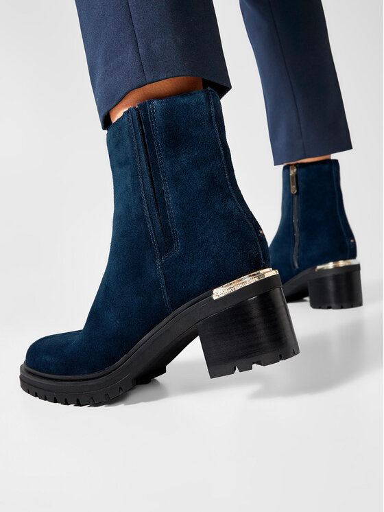 Tommy Hilfiger Tommy Hilfiger Škornji Th Outdoor Mid Heel Boot FW0FW05940 Mornarsko modra