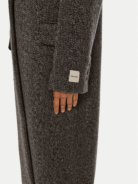 Calvin Klein Calvin Klein Płaszcz wełniany Herringbone Single K20K207710 Szary Regular Fit