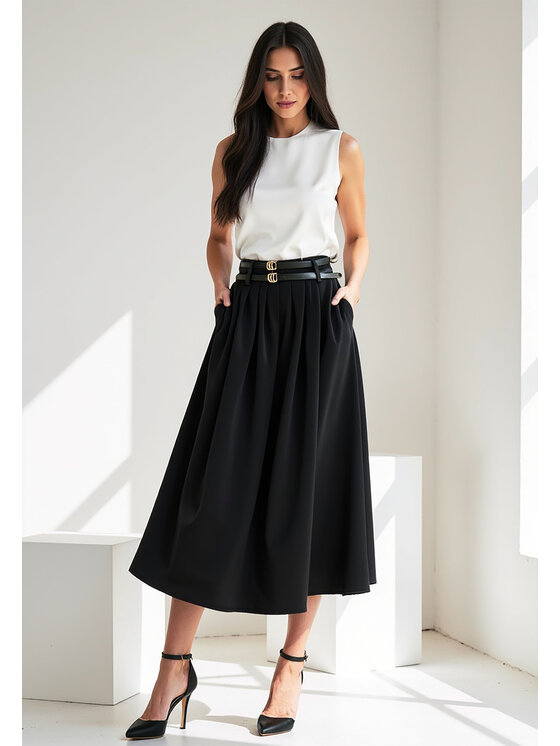 FIGL FIGL Spódnica midi M1116 Czarny Flared Fit
