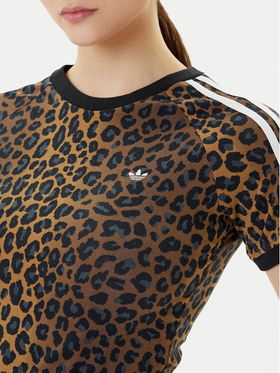 adidas adidas Тишърт Leopard Cali JW7304 Кафяв Slim Fit