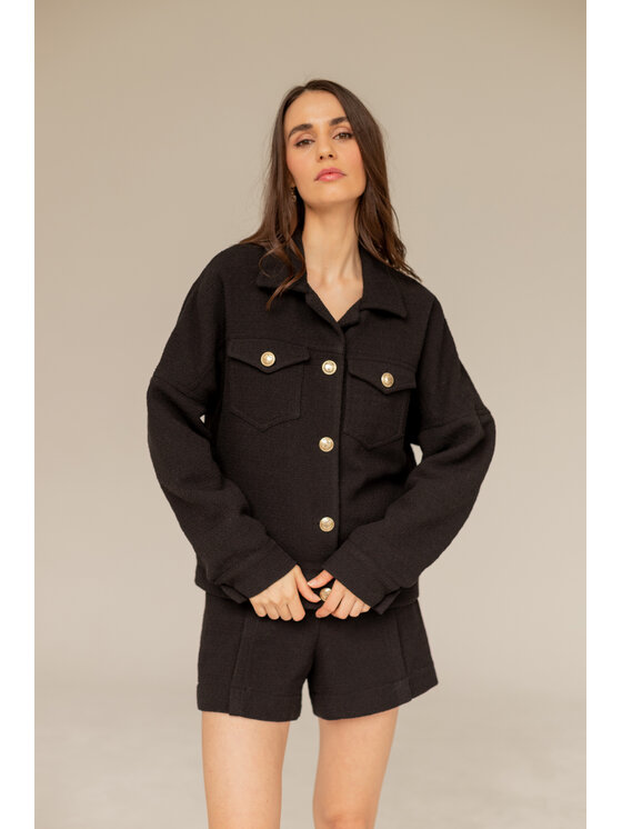Entelier Entelier Kurtka przejściowa Chanelka Czarny Relaxed Fit