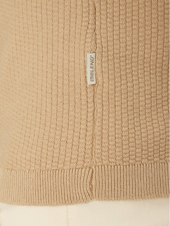 Blend Blend Тениска с яка и копчета 20718361 Бежов Regular Fit
