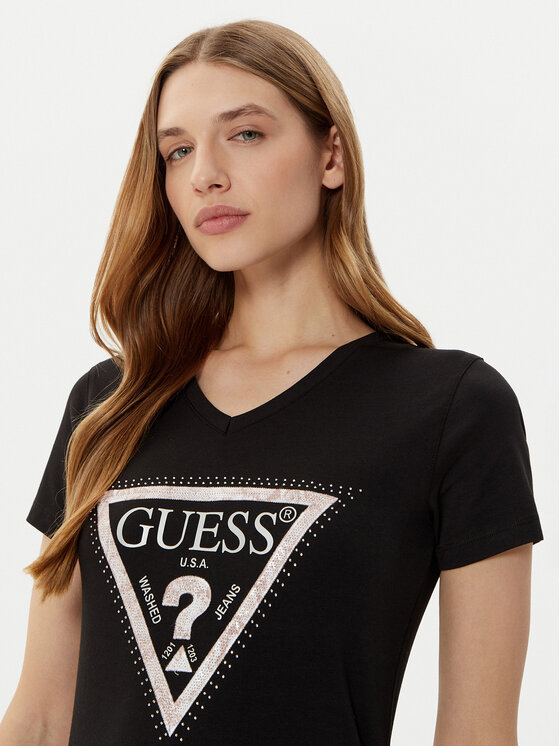 Guess Guess Tricou W5RI21 J1314 Negru Regular Fit