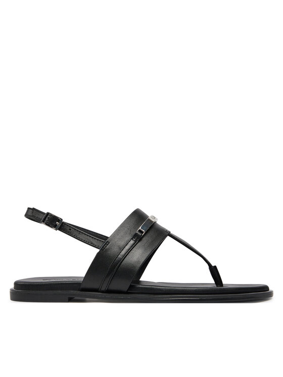 Sandale Calvin Klein Flat Tp Sandal Metal Bar Lth HW0HW02031 Negru