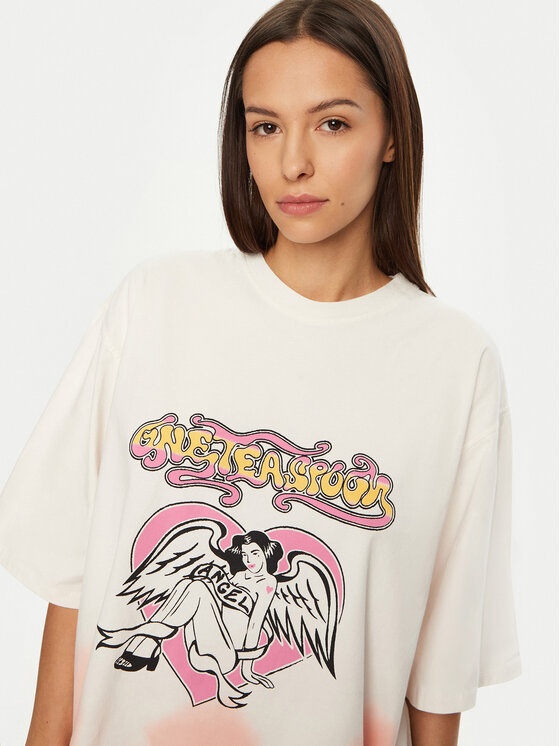 One Teaspoon One Teaspoon T-Shirt Angel 26821 Εκρού Relaxed Fit