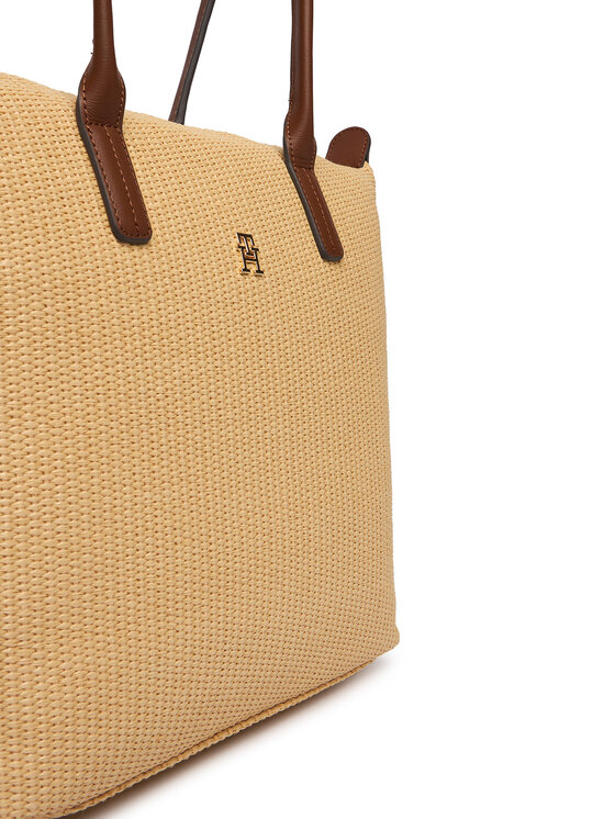 Tommy Hilfiger Tommy Hilfiger Torebka Popette Tote Raffia AW0AW18528 Beżowy